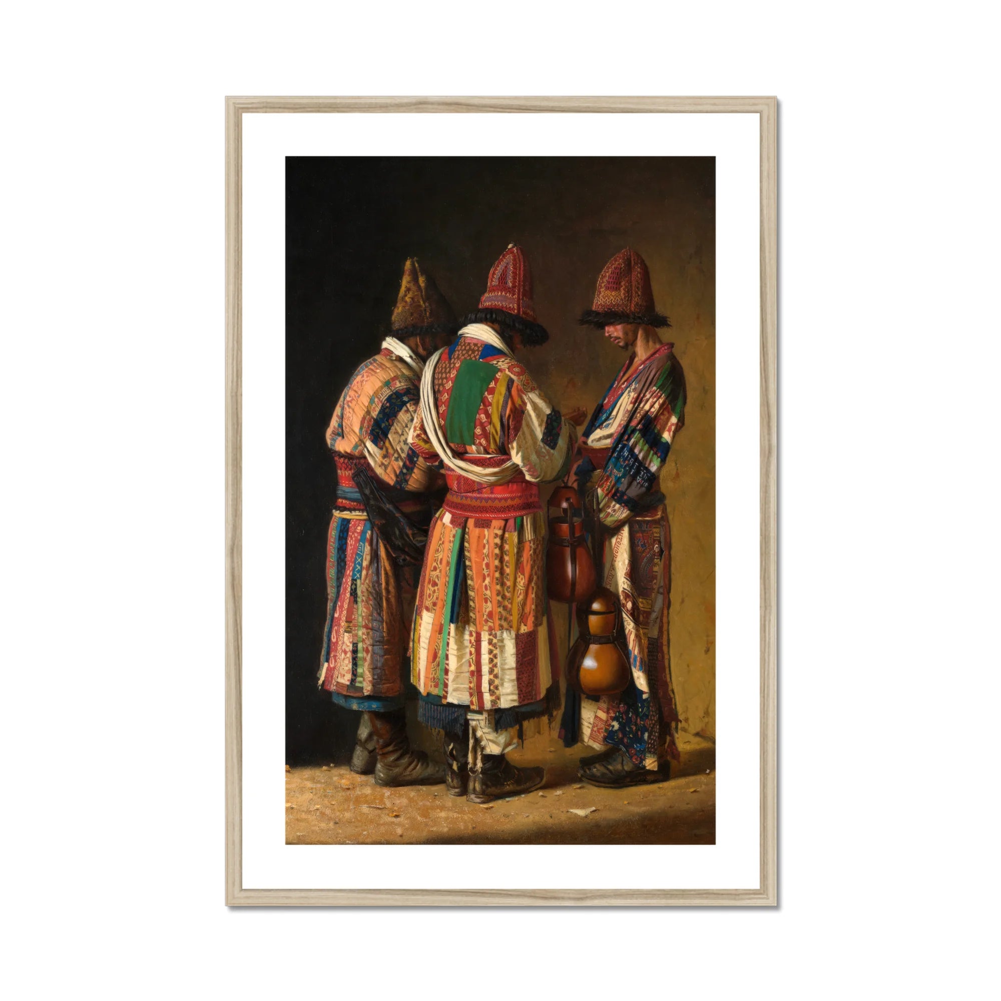 Dervishes in Festive Attire - Vasily Vereshchagin Art Print, Framed Painting Three Men Traditional Clothing