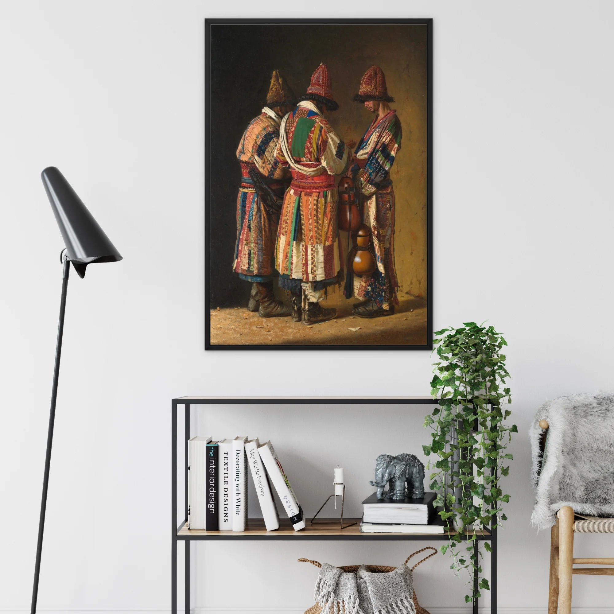 Dervishes in Festive Attire Vasily Vereshchagin Framed Canvas, Framed Artwork Three People Traditional Folk Costumes Viewed