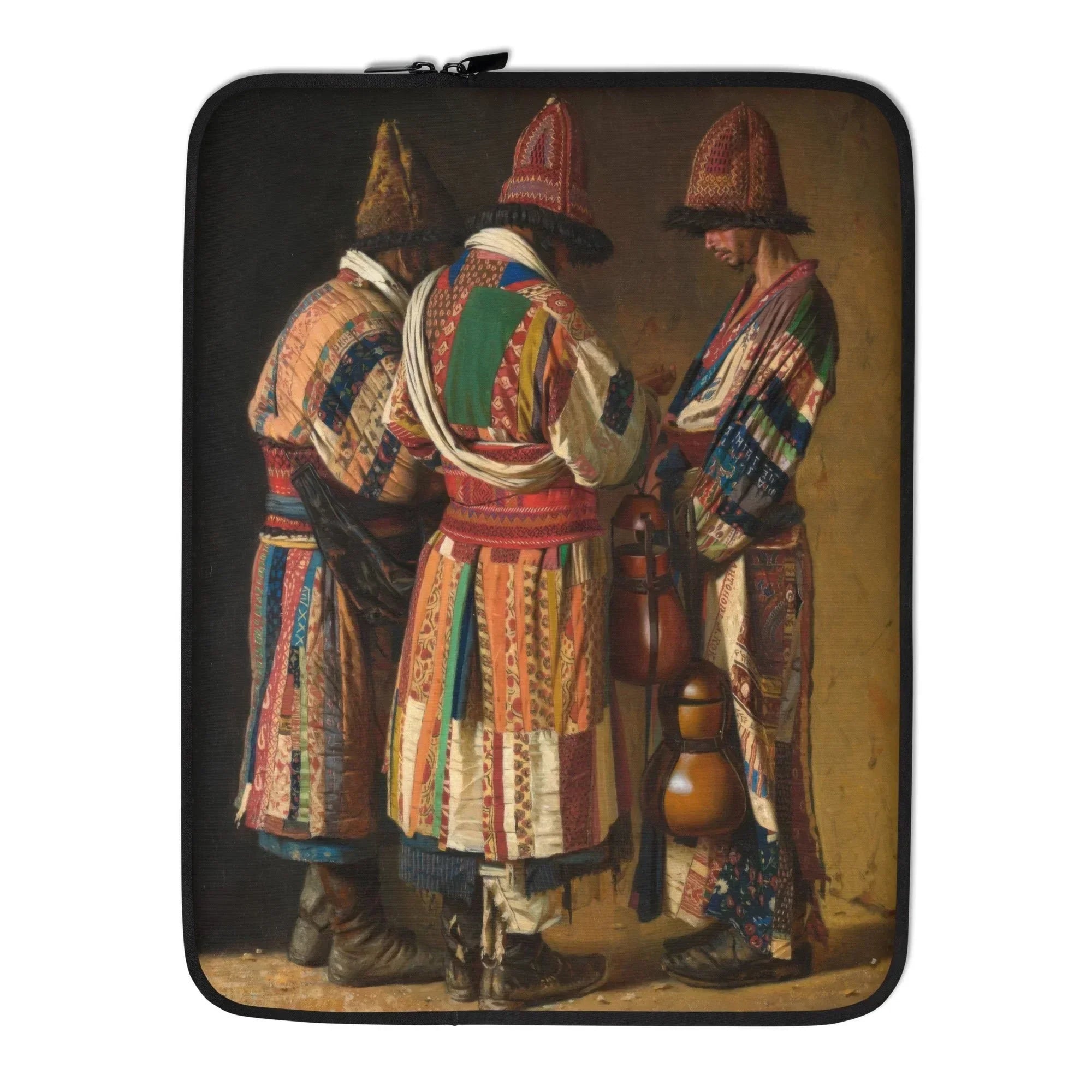 Dervishes in Festive Attire - Vasily Vereshchagin Laptop Sleeve, 15″, Laptop Sleeve Painting Three Figures Colorful Traditional Costumes