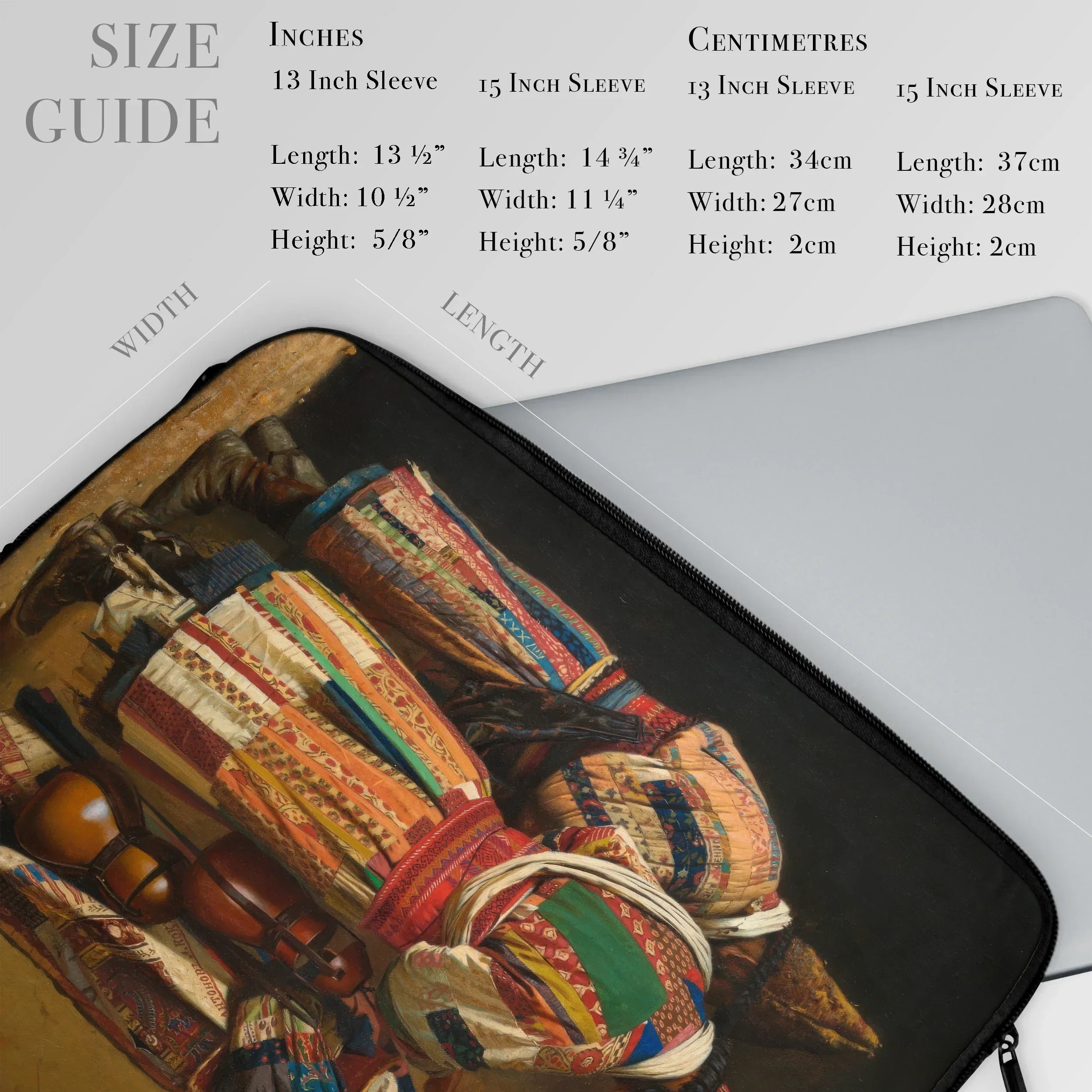 Dervishes in Festive Attire - Vasily Vereshchagin Laptop Sleeve, Laptop Sleeve Case Colorful Eclectic Collection Vintage Ethnic-inspired