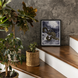 Destruction of Leviathan - Gustave Dore Art Print, Framed Print Mythical Sea Creature Figure Amidst Turbulent