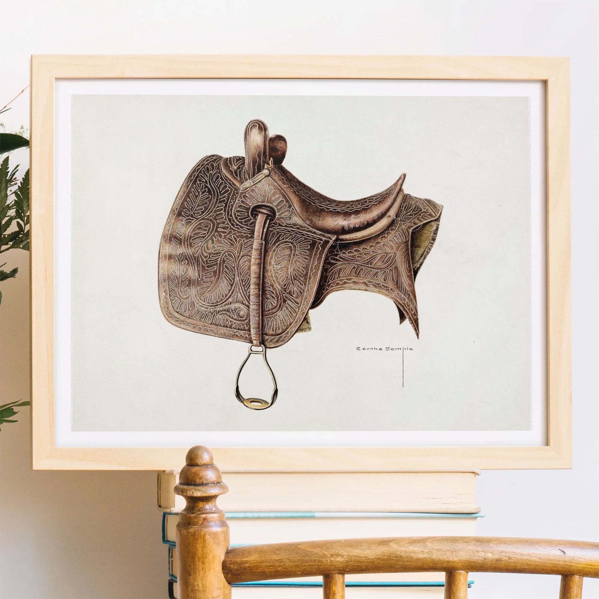 Leather Saddle - Bertha Semple Equestrian Art Print Posters Prints & Visual Artwork