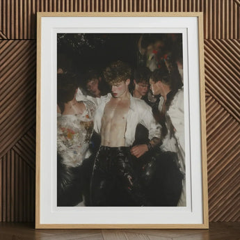 Devotion - Neo-baroque Gay Club Art Print, 12x16’’ / 31x41cm / Natural Frame / 2’’ Matboard, Framed Artwork Men Dark Crowded