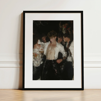 Devotion - Neo-baroque Gay Club Art Print / Canvas Black-framed White Mat Photograph Shirtless Man, Burned-out Music Video, Shirt, Fugitive