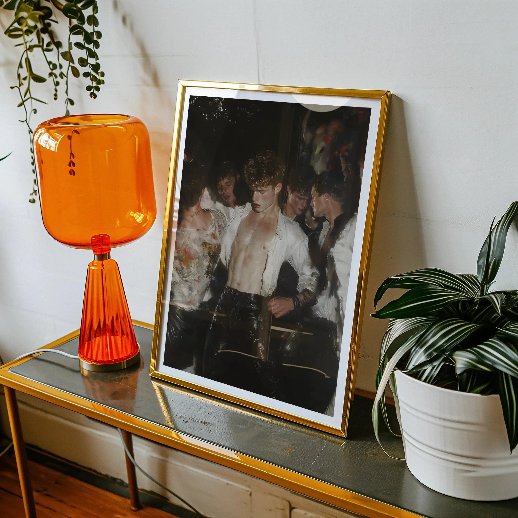 Devotion Neo Baroque Gay Club Art Print, Framed Photograph Shirtless Man Crowd