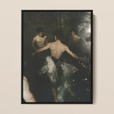 Dipping - Gay Ballet Punk Baroque Framed Canvas, 12x16’’ / 31x41cm / Black Floating Frame, Framed Painting Men Water