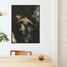 Dipping - Gay Ballet Punk Baroque Framed Canvas, Framed Dark Painting Nude Figures Water