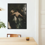Dipping - Gay Ballet Punk Baroque Framed Canvas, Framed Dark Painting Nude Figures Water