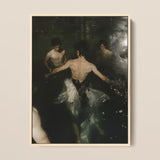 Dipping - Gay Grunge Baroque Ballet Art Print / Canvas Framed Three Shirtless Men Dark Water, Lumbar Dip, Deltoid Ridge Prints