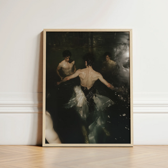 Framed Art Print Dramatic Dark-toned Scene Figures Water Gay Grunge Baroque, Lumbar Dip Ballet, Deltoid Ridge