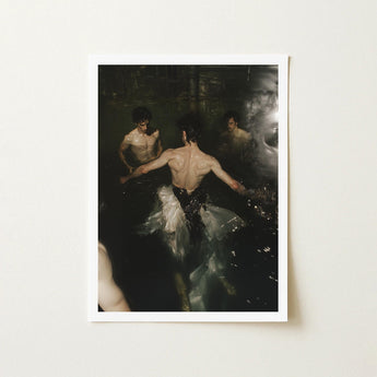 Dipping - Gay Grunge Baroque Ballet Art Print / Canvas Framed Dramatic Dark-toned Scene Figures Water, Lumbar Dip, Deltoid Ridge Prints