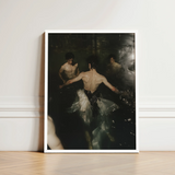 White-framed Art Print Dramatic Dark-toned Scene Dancers Water Gay Grunge Baroque, Lumbar Dip Ballet, Deltoid Ridge