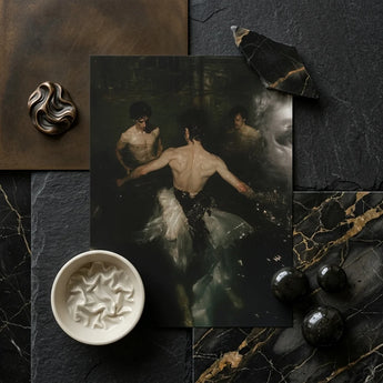 Dipping - Gay Grunge Baroque Ballet Art Print / Canvas Darkly Textured Marble Slab Gold, Lumbar Dip, Deltoid Ridge Prints