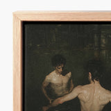 Framed Canvas Print Moody Dark-toned Oil Painting Two Gay Grunge Baroque, Lumbar Dip Ballet Art, Deltoid Ridge