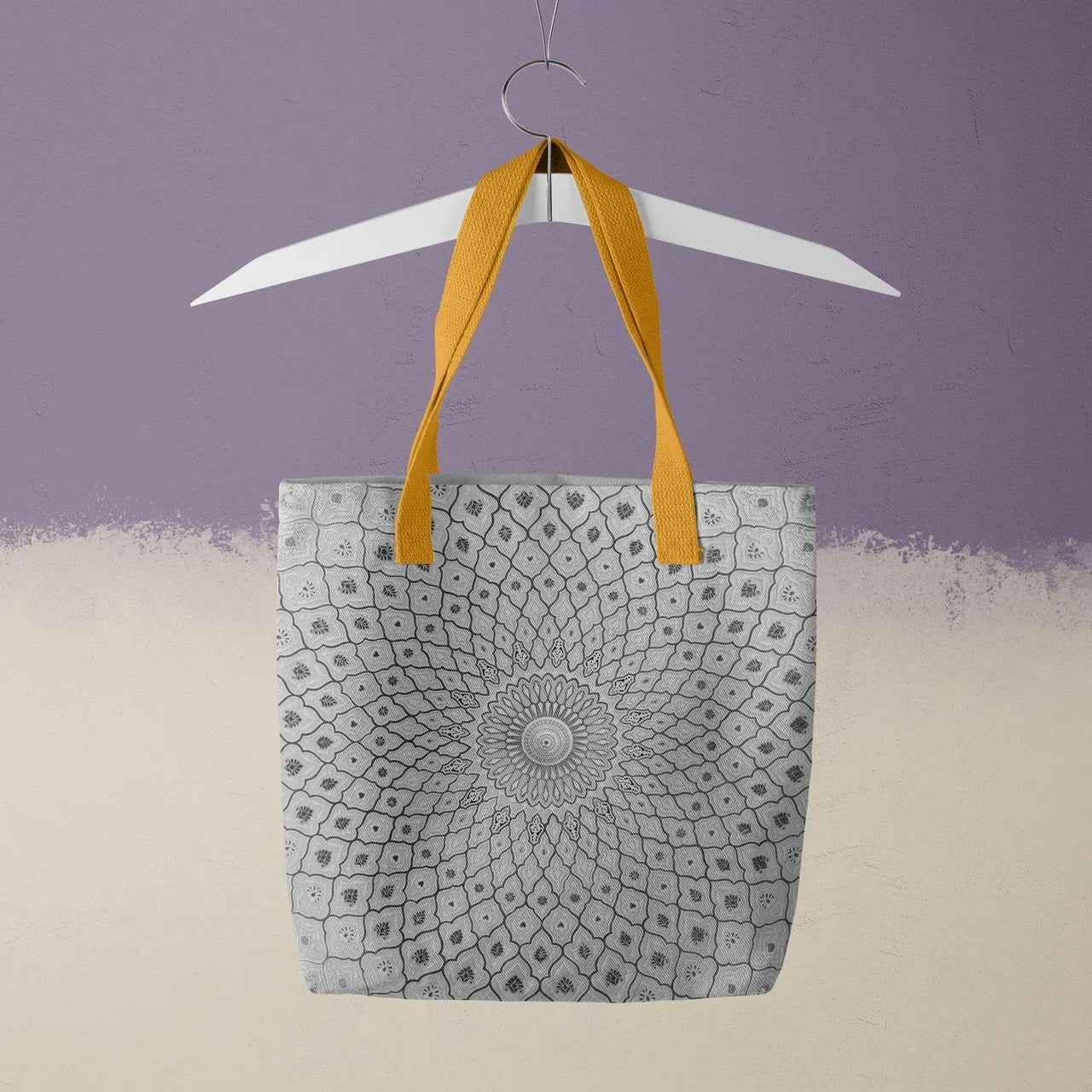 Divine Order - Black and White Islamic Pattern Tote Bag Bags