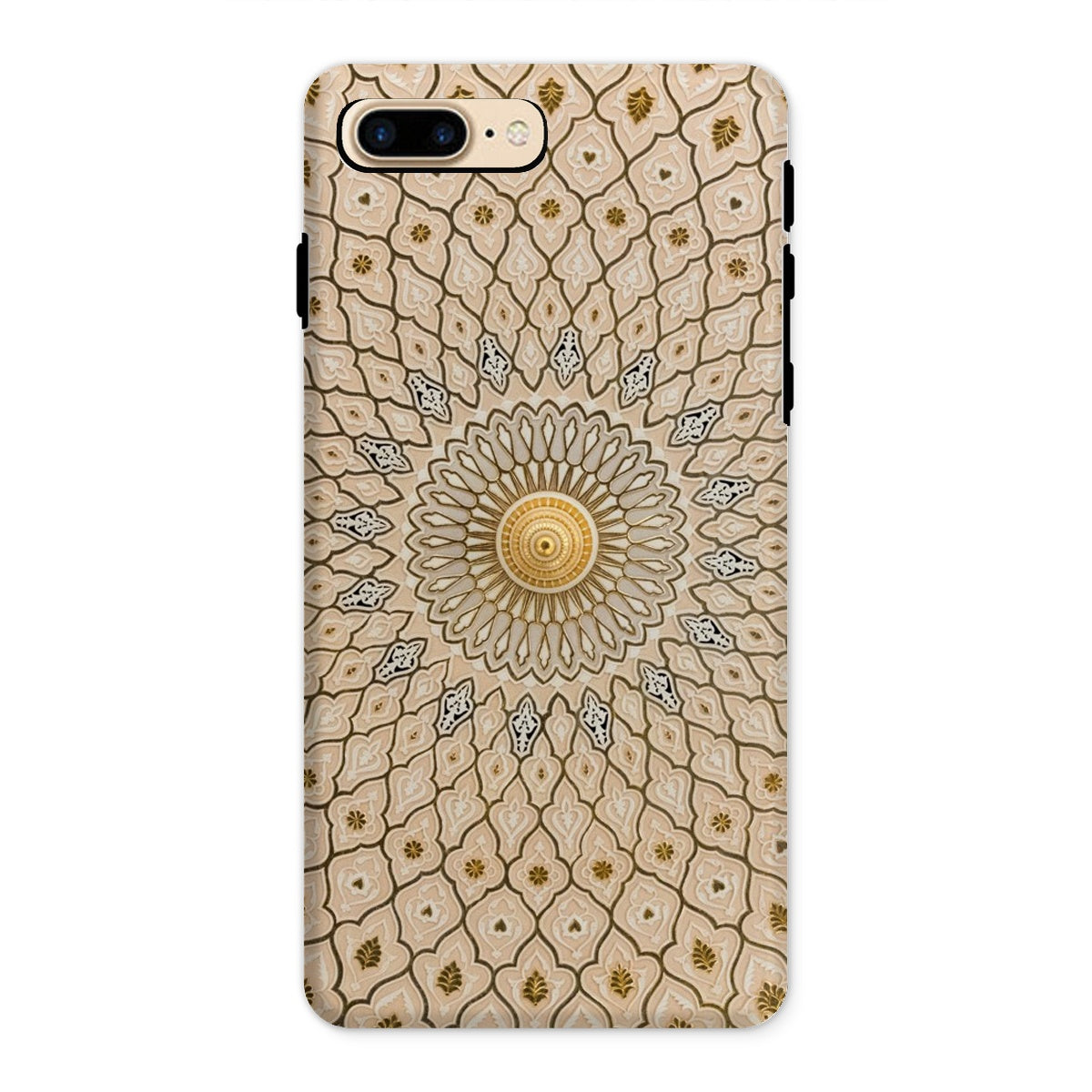 Divine Order Islamic Geometric Art Iphone Case, 8 Plus / Matte, Decorative Phone Case Intricate Mandala Style Pattern Beige Gold