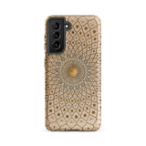 Divine Order - Islamic Geometric Art Samsung Case, Galaxy S21 Fe / Matte, Beige Phone Case Concentric Ornate Mandala Pattern Gold