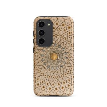 Divine Order - Islamic Geometric Art Samsung Case, Galaxy S23 / Matte, Smartphone Case Intricate Mandala-like Pattern Beige Gold Tones