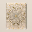 Divine Order - Islamic Geometric Pattern Art Framed Canvas, Intricate Mandala-like Pattern Central Golden Circle Outward Symmetrical