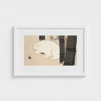 Dog and Snail - Kamisaka Sekka Kacho-e Art Print / Canvas White Framed Artwork Whimsical Illustration Polar Bear, Sekka’s, Prints