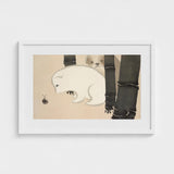 Dog and Snail - Kamisaka Sekka Kacho-e Art Print / Canvas White Framed Artwork Whimsical Illustration Bear Dark, Sekka’s, Prints