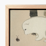 Dog and Snail - Kamisaka Sekka Kacho-e Art Print / Canvas Light Wood-framed Whimsical Illustration White Stylized, Sekka’s, Prints