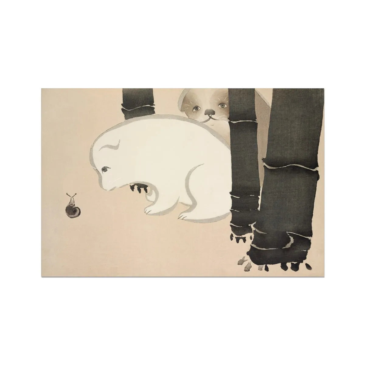 Dog And Snail By Kamisaka Sekka Fine Art Print - 36’x24’ - Posters Prints & Visual Artwork - Aesthetic Art