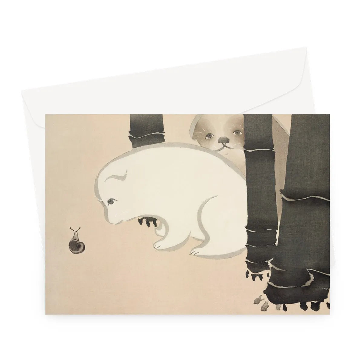 Dog And Snail By Kamisaka Sekka Greeting Card - A5 Landscape / 1 Card - Greeting & Note Cards - Aesthetic Art