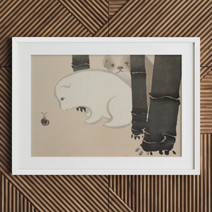 Dog and Snail - Kamisaka Sekka Kacho-e Art Print