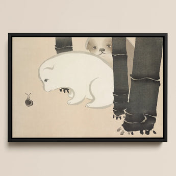 Dog and Snail - Kamisaka Sekka Kacho-e Art Print / Canvas, 17x12’’ / A3 / Black Frame, Posters Prints & Visual Artwork, Toby Leon
