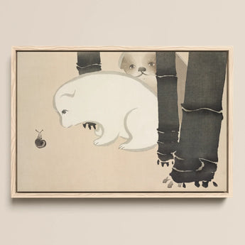 Dog and Snail - Kamisaka Sekka Kacho-e Art Print / Canvas, 17x12’’ / A3 / Natural Frame, Posters Prints & Visual Artwork, Toby Leon