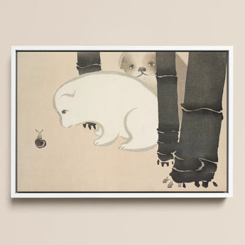 Dog and Snail - Kamisaka Sekka Kacho-e Art Print / Canvas, 17x12’’ / A3 / White Frame, Posters Prints & Visual Artwork, Toby Leon