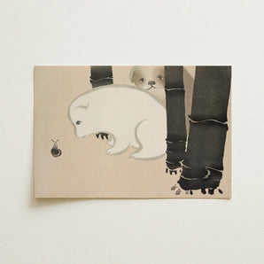 Dog and Snail - Kamisaka Sekka Kacho-e Art Print / Canvas, 18x12’’ / 46x31cm / Unframed / no Border, Posters Prints & Visual Artwork, Toby