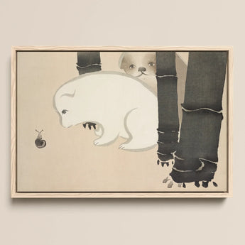 Dog and Snail - Kamisaka Sekka Kacho-e Art Print / Canvas, Kamisaka Sekka, Kamisaka Sekka’s Dog, Snail Kacho-e Print