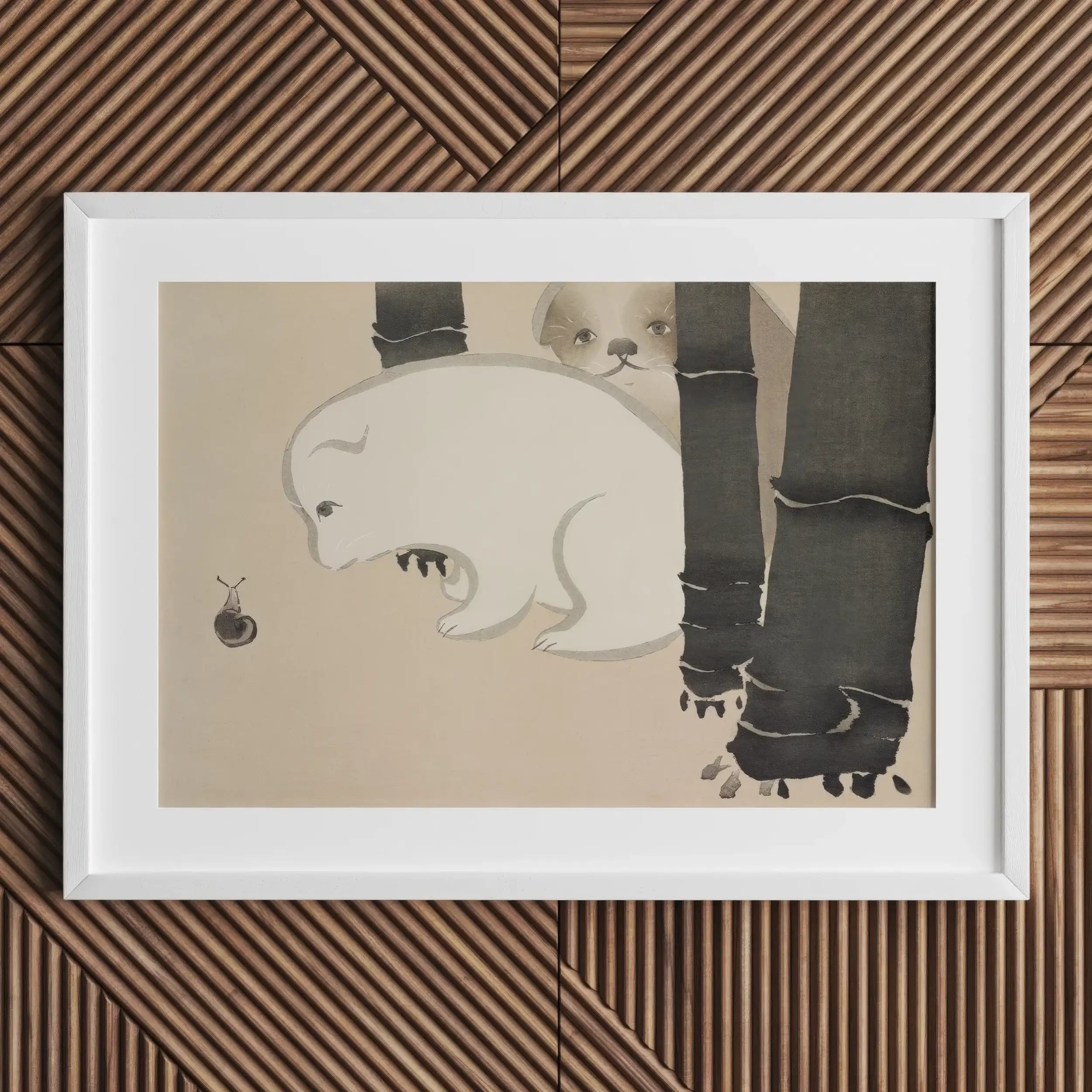 Dog and Snail - Kamisaka Sekka Kacho-e Art Print - Posters Prints & Visual Artwork - Aesthetic Art