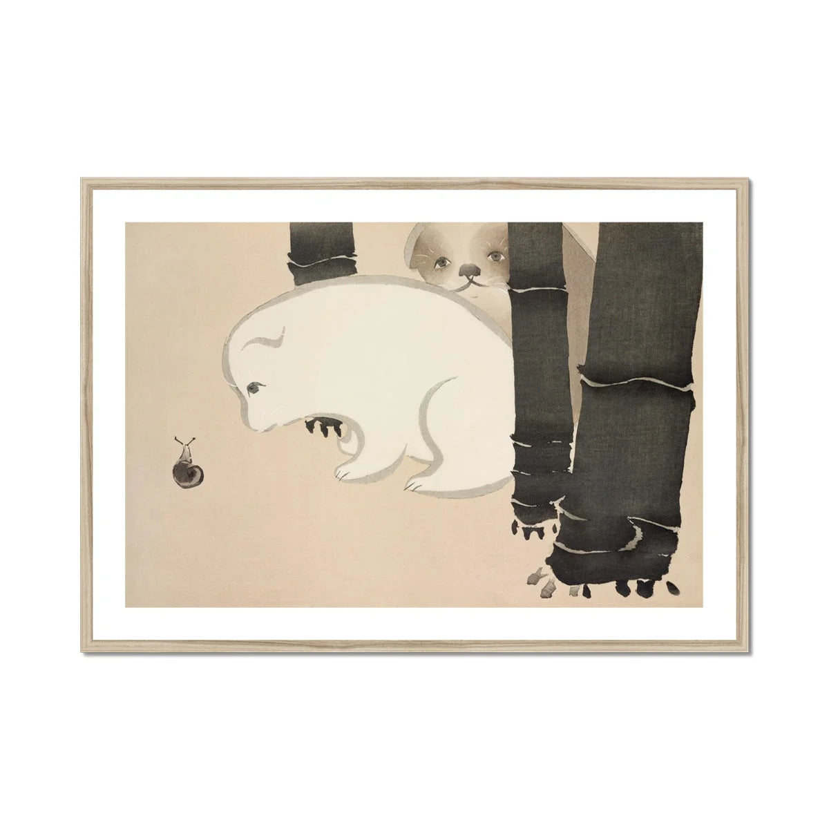 Dog and Snail - Kamisaka Sekka Kacho-e Art Print Posters Prints & Visual Artwork