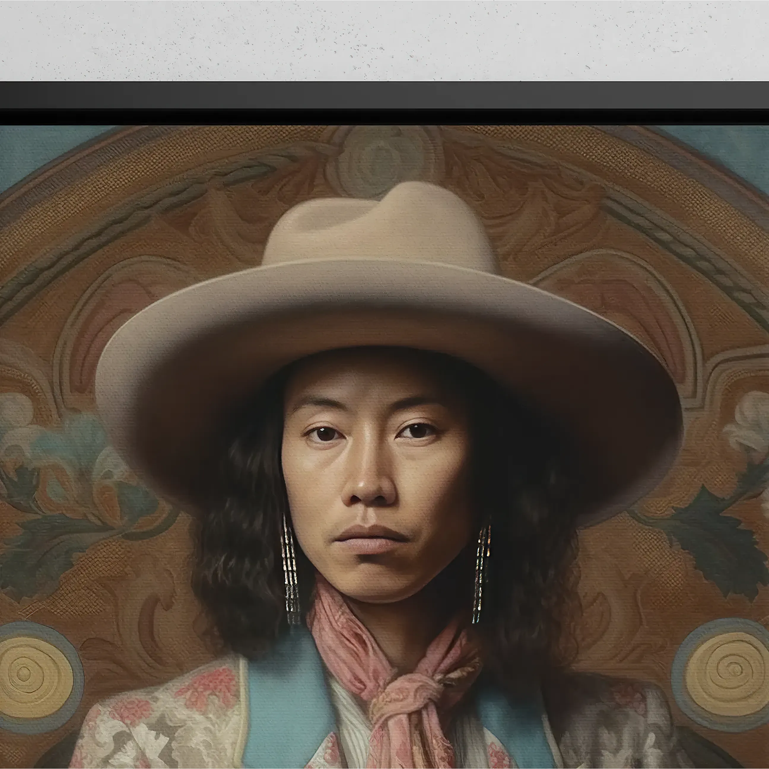 Dorjee - Gay Cowboy Framed Canvas - Tibetan Gaysian Queerart - Posters Prints & Visual Artwork - Aesthetic Art