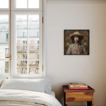 Dorjee - Gay Tibetan Cowboy Framed Canvas, Bedroom Bed Window Nightstand Framed Portrait Wall