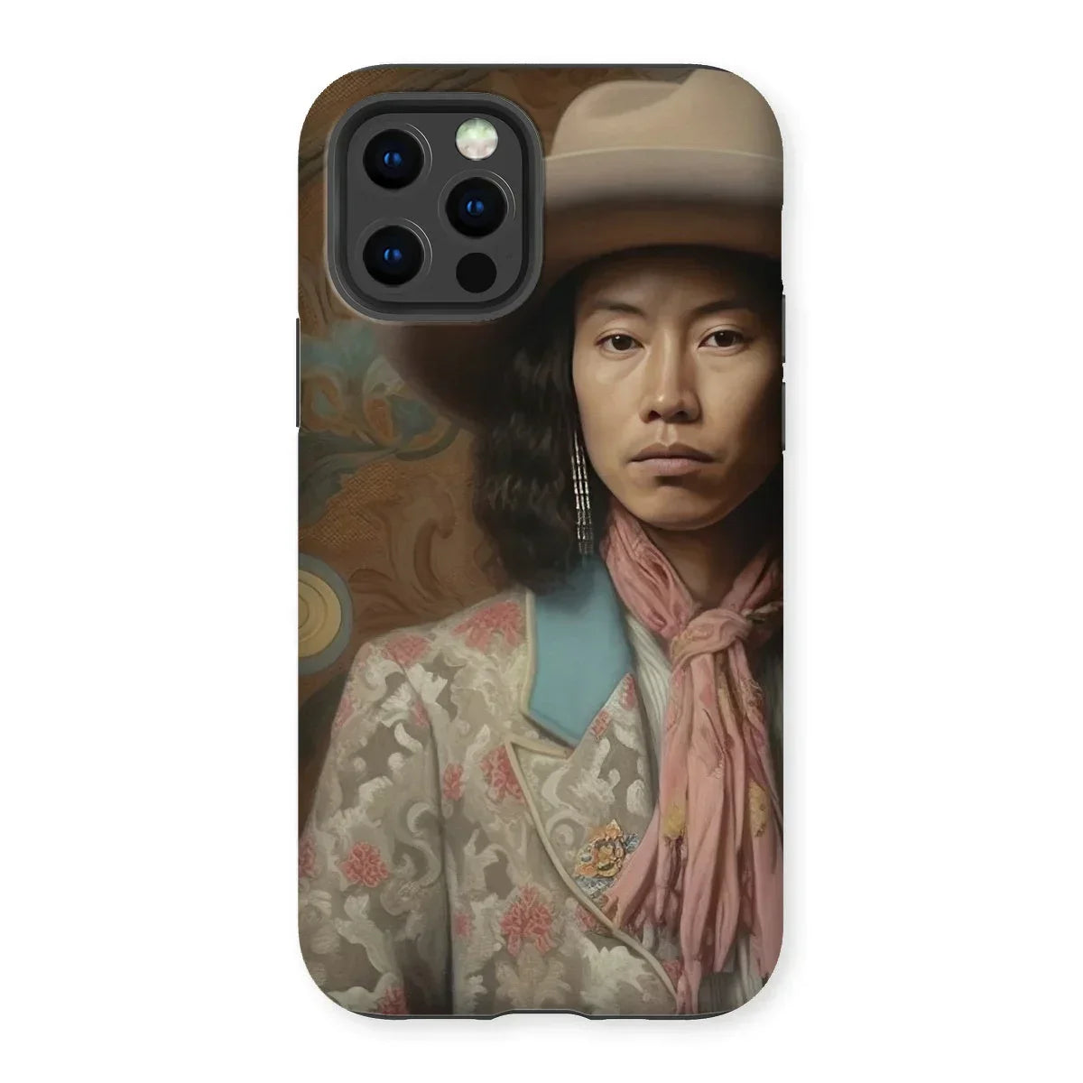 Dorjee - Gay Tibetan Cowboy Iphone Case, 12 Pro / Matte, Phone Case Portrait Person Traditional East Asian Clothing