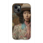 Dorjee - Gay Tibetan Cowboy Iphone Case, 13 Mini / Matte, Phone Case Portrait Person Hat Floral Patterned Clothing