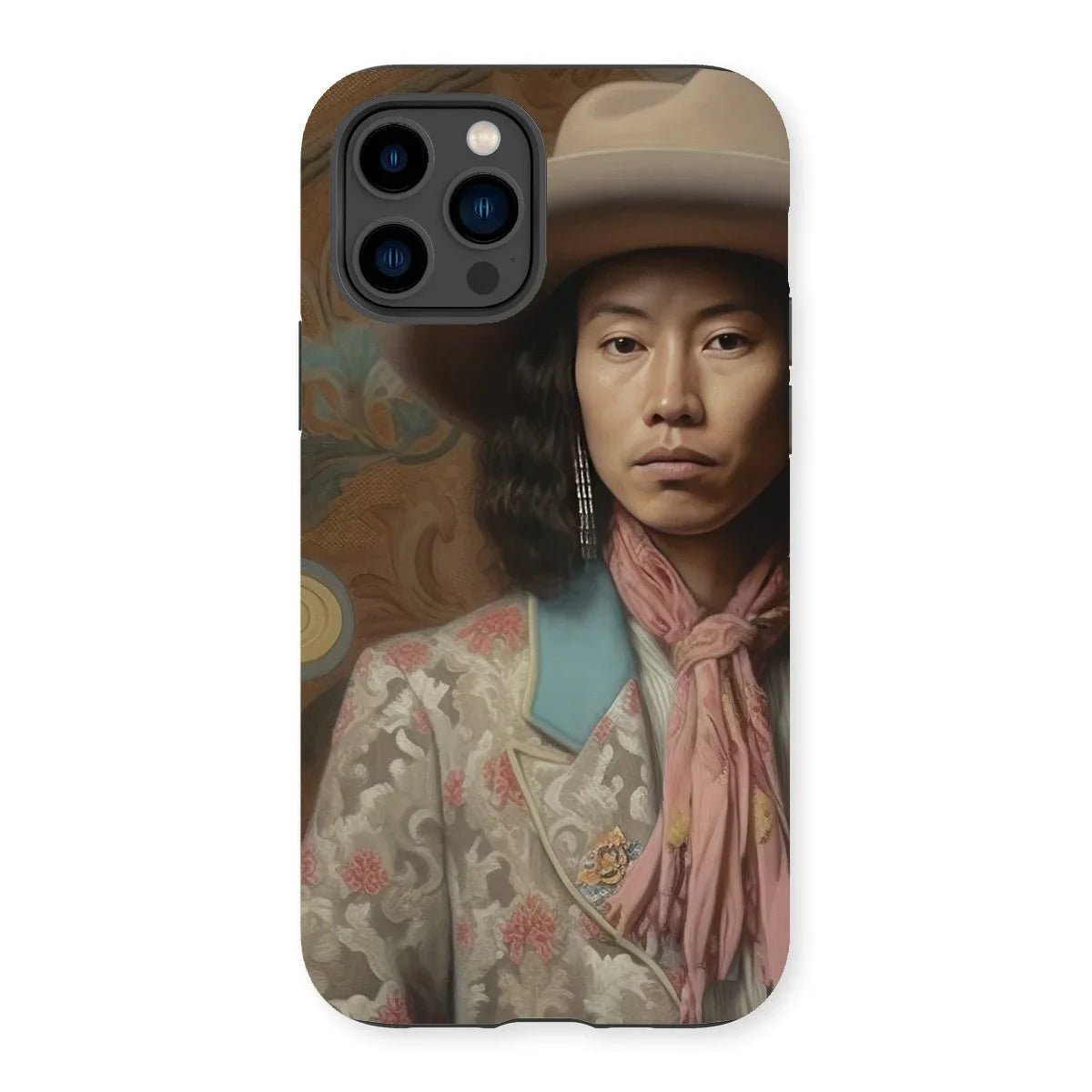 Dorjee - Gay Tibetan Cowboy Iphone Case, 14 Pro / Matte, Phone Case Portrait Person Hat Traditional Asian-inspired Clothing