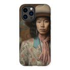 Dorjee - Gay Tibetan Cowboy Iphone Case, 14 Pro Max / Matte, Phone Case Portrait Person Hat Floral Jacket Pink