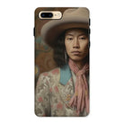 Dorjee - Gay Tibetan Cowboy Iphone Case, 8 Plus / Matte, Phone Case Portrait Person Cowboy Hat Floral Patterned