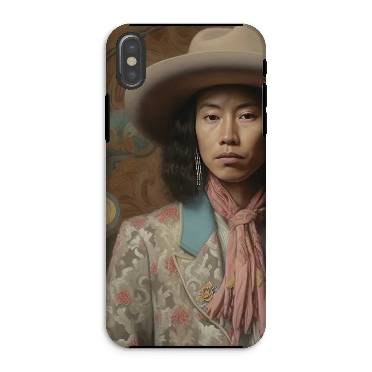 Dorjee - Gay Tibetan Cowboy Iphone Case, Xs / Matte, Phone Case Portrait Person Cowboy Hat Ornate Clothing