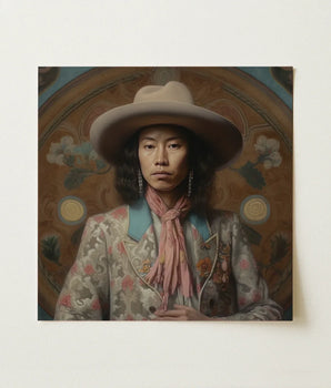Beige Wide-brimmed Hat Soft Slightly Textured Surface Worn Dandy Gaysian Cowboy, Elegant Tibetan Outlaw’s