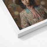 Framed Portrait Person Ornate Patterned Jacket Pink Scarf Dandy Gaysian Cowboy, Elegant Tibetan Outlaw’s