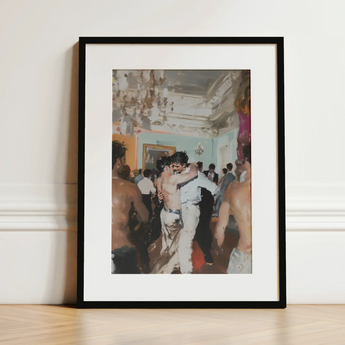Double Trouble - Vintage Gay Tea Dance Art Print / Canvas Black-framed Art Print Vibrant Impressionistic Painting Dancers Elegant Vintage