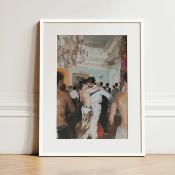 Double Trouble - Vintage Gay Tea Dance Art Print / Canvas White-framed Art Print Lively Dance Scene Ornate Room Vintage Gay Tea, Tea Dance,