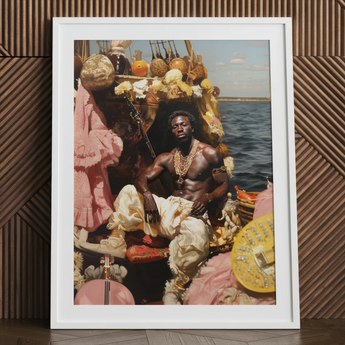 Framed art print of a muscular Black gay pirate.