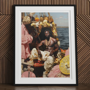 Douglas - Black Gay Pirate Art Print, Framed Photograph Sponge Diver Surrounded Harvested Sea Sponges